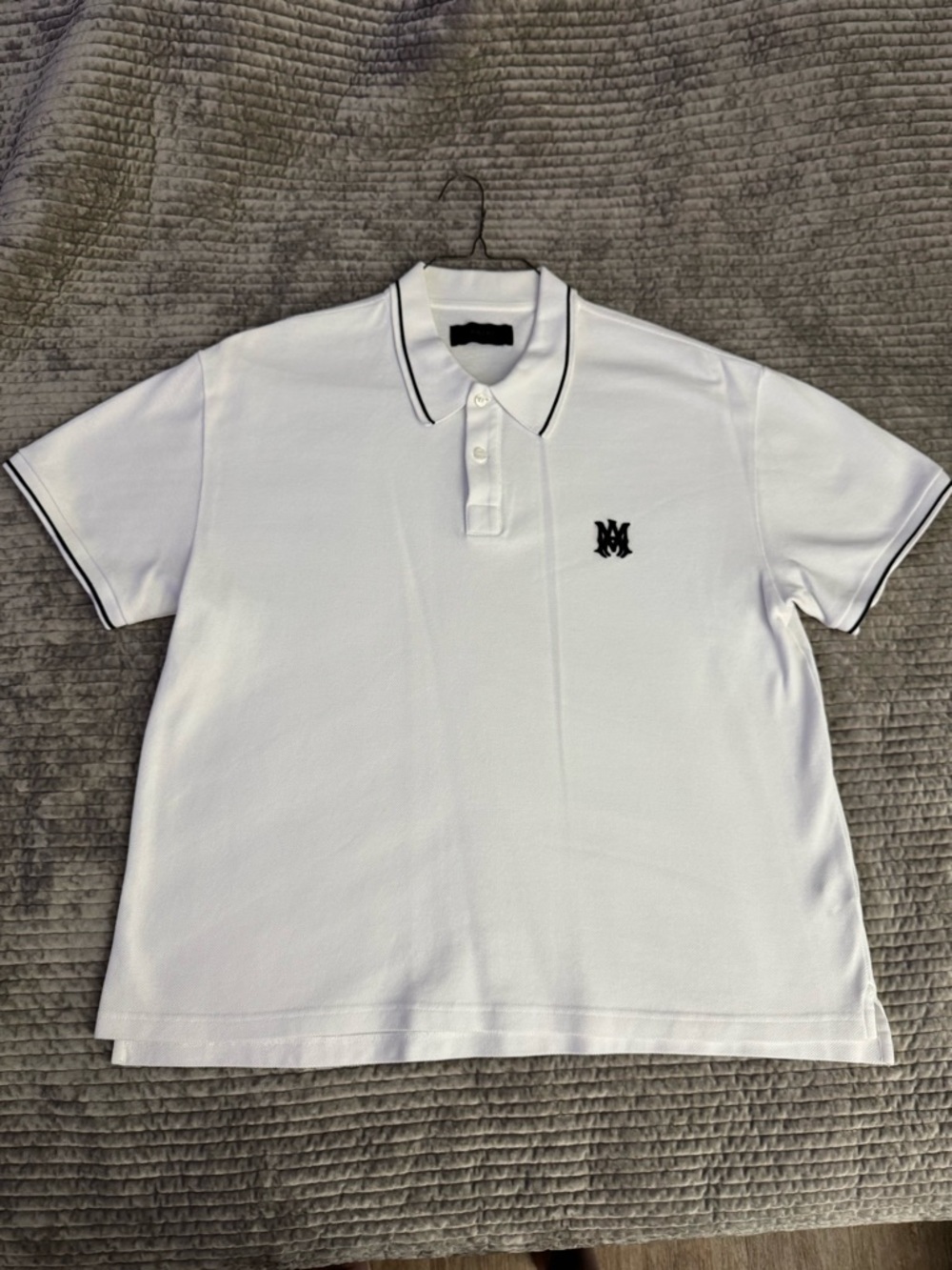 AMIRI White Polo with Black Contrast Trim, like new, worn once✨